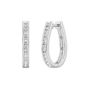 Channel-Set Cubic Zirconia Oval Hoop Earrings in Brass