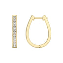Channel-Set Cubic Zirconia Oval Hoop Earrings in Brass