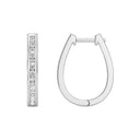 Channel-Set Cubic Zirconia Oval Hoop Earrings in Brass