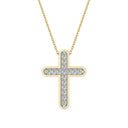 1/4 Carat Lab-Grown Diamond Polished Framed Cross Pendant in Brass