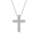 1/4 Carat Lab-Grown Diamond Polished Framed Cross Pendant in Brass