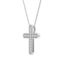 1/4 Carat Lab-Grown Diamond Polished Framed Cross Pendant in Brass