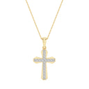 1/10 Carat Lab-Grown Diamond Beveled Cross Pendant in Gold Plated Brass