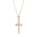 1/10 Carat Lab-Grown Diamond Beveled Cross Pendant in Gold Plated Brass