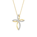 1/6 Carat Lab-Grown Diamond Flowing Petal Cross Pendant