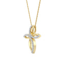 1/6 Carat Lab-Grown Diamond Flowing Petal Cross Pendant