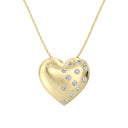 3/8 Carat Lab-Grown Diamond Sprinkled Puffy Heart Pendant in Gold Plated Brass