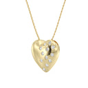 3/8 Carat Lab-Grown Diamond Sprinkled Puffy Heart Pendant in Gold Plated Brass