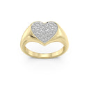 1/2 Carat Lab-Grown Diamond Heart Pavé Signet Ring