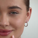 Channel-Set Cubic Zirconia Oval Hoop Earrings in Brass