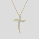 Itsy Bitsy 1/4 Carat Diagonal Lab-Grown Diamond Sash Cross Pendant