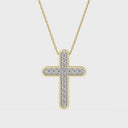 1/4 Carat Lab-Grown Diamond Polished Framed Cross Pendant in Brass
