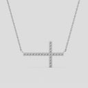 1/4 Carat East-West Lab-Grown Diamond Cross Necklace