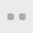 1/4 Carat Lab-Grown Diamond Cushion Halo Stud Earrings in Brass